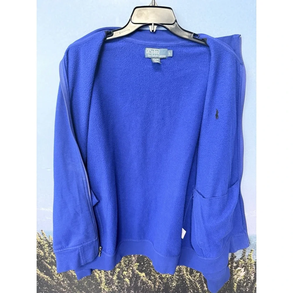 Polo Ralph Lauren Mens Double Knit Full Zip Track Jacket Size L Blue